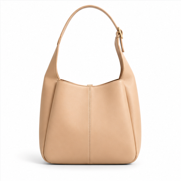 Elegant Beige Leather Shoulder Hobo Bag-2