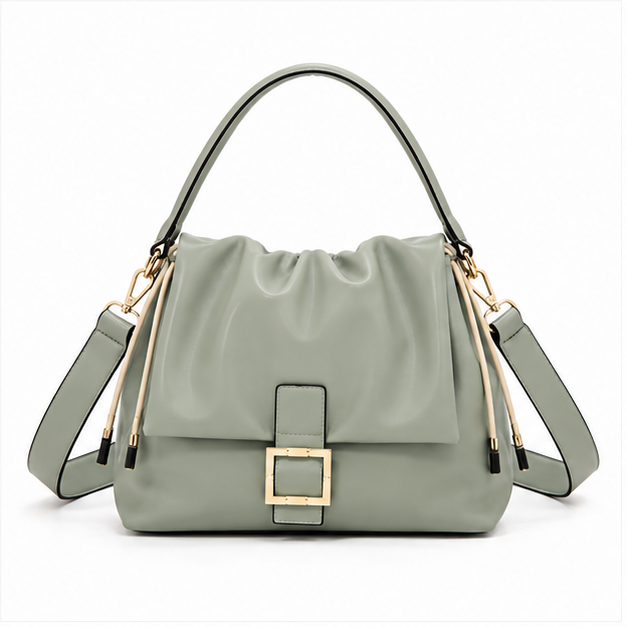 Sage Green Ruched Shoulder Handbag Purse-4