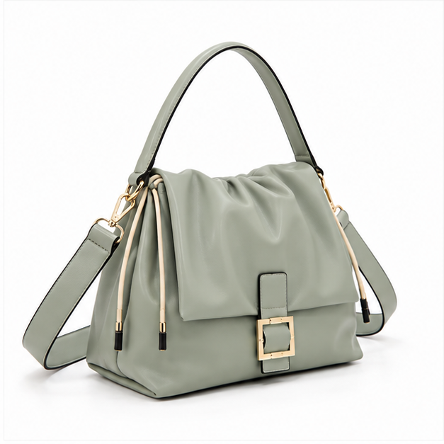 Sage Green Ruched Shoulder Bag