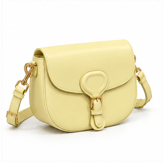 Elegant Yellow Saddle Crossbody Shoulder Bag-1