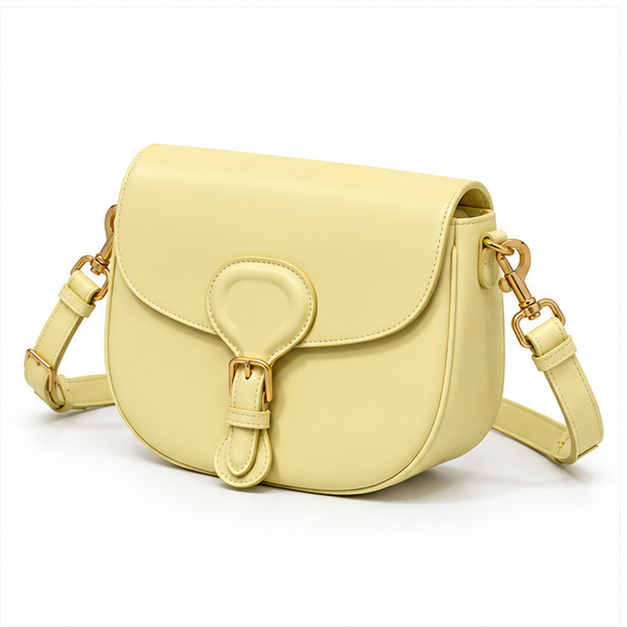 Elegant Yellow Saddle Crossbody Shoulder Bag-3