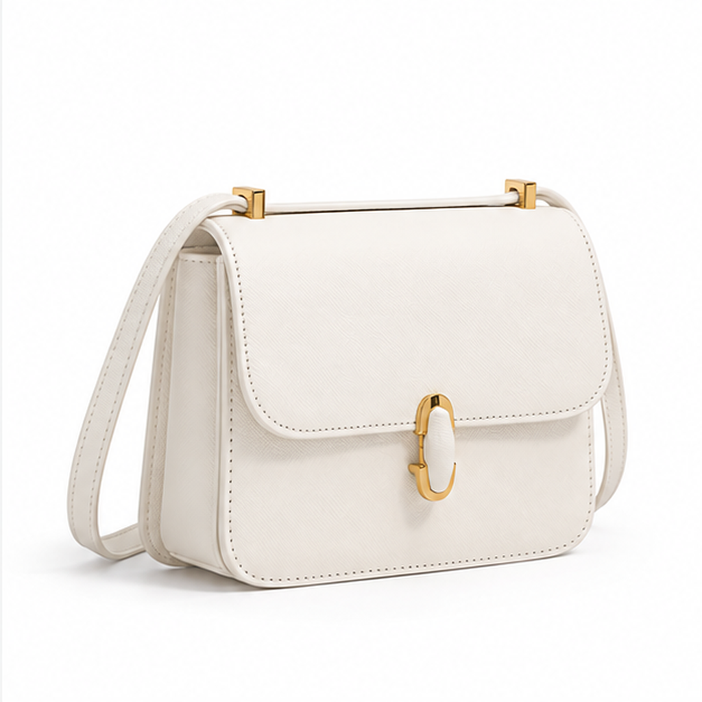 Elegant Ivory Structured Crossbody Shoulder Bag
