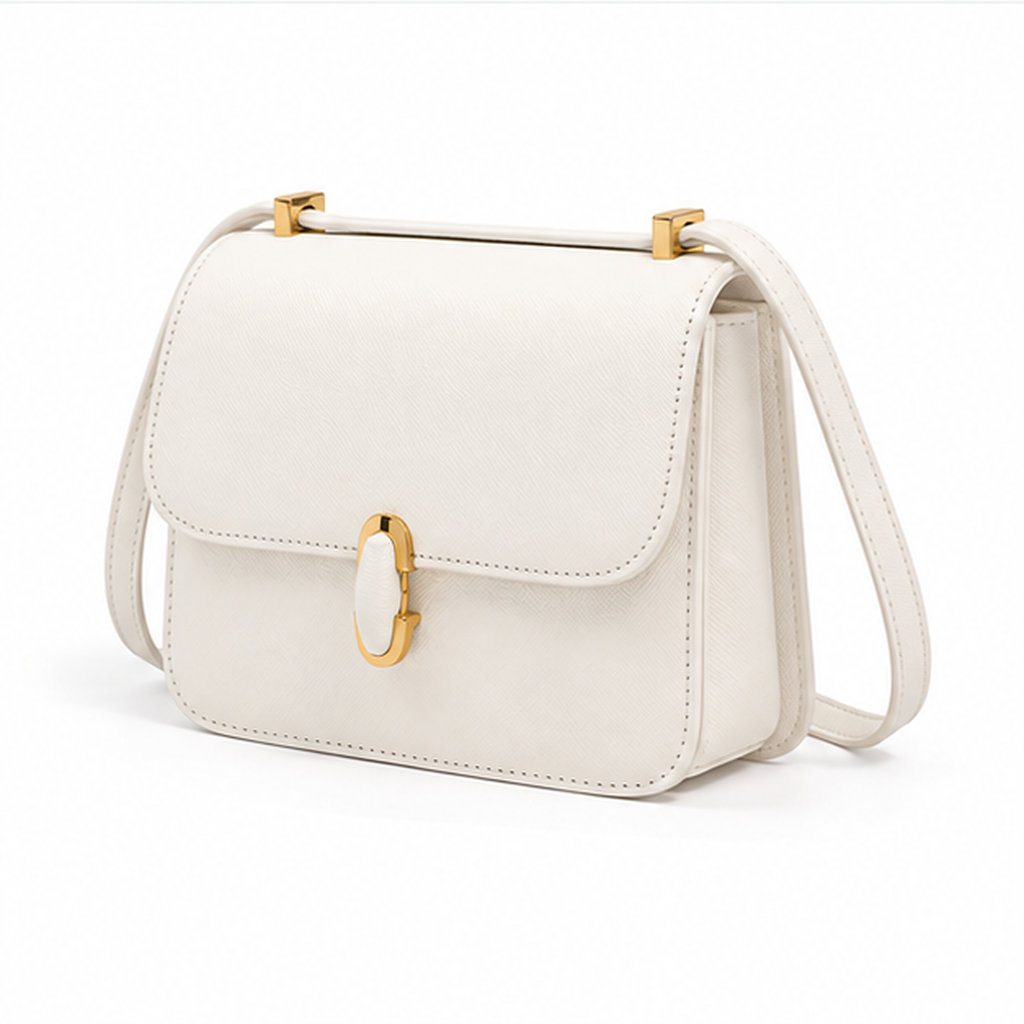 Elegant Ivory Structured Crossbody Shoulder Bag