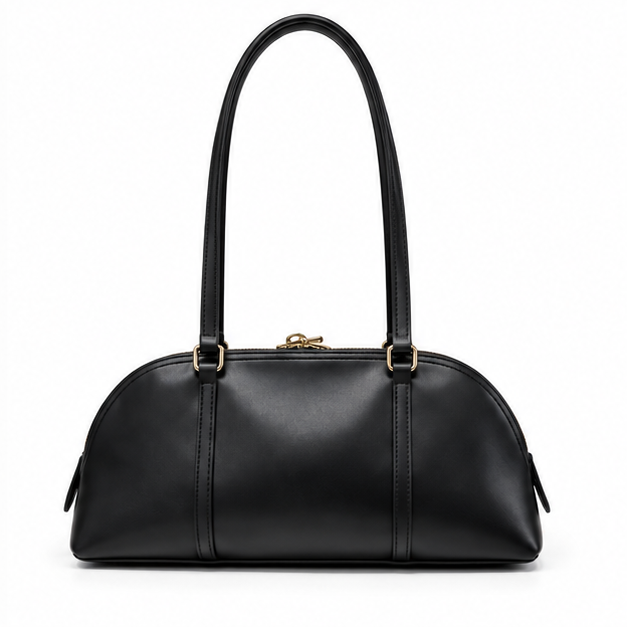 Elegant Black Structured Leather Shoulder Bag