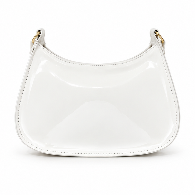 Glossy White Cherry Charm Shoulder Bag-2