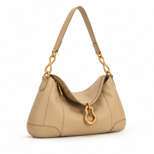 Elegant Apricot Gold Hardware Shoulder Bag-1