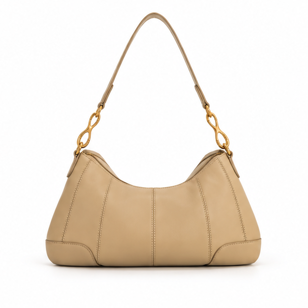 Elegant Apricot Gold Hardware Shoulder Bag-2