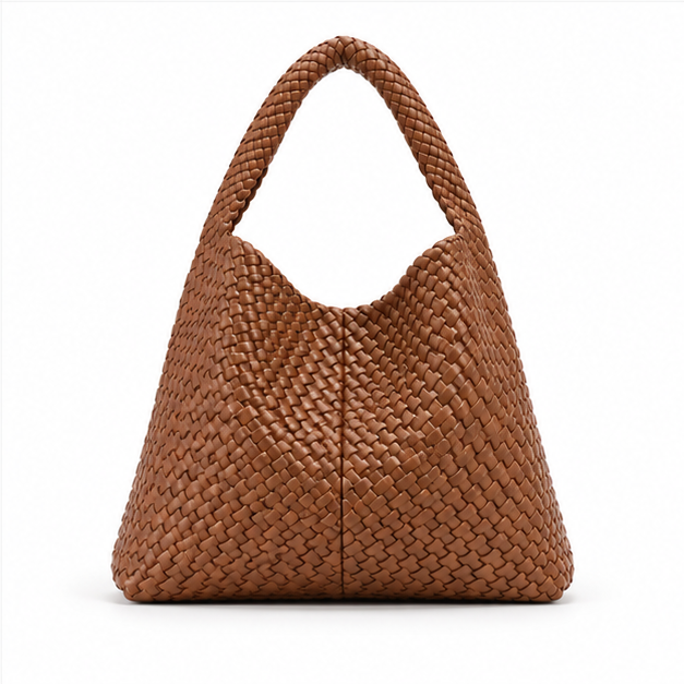 Woven Leather Hobo Bag With Pouch