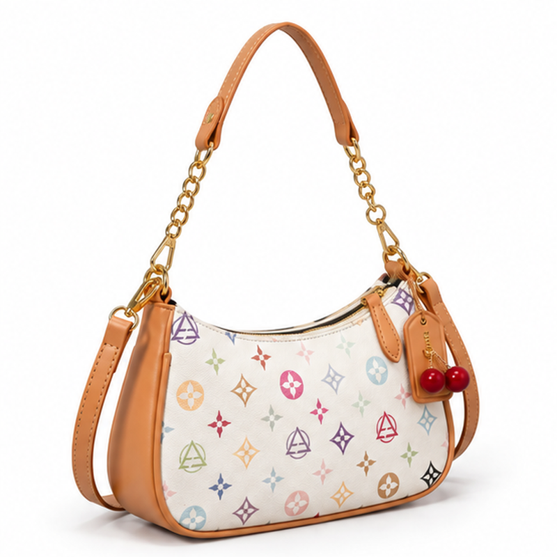 Colorful Monogram Crescent Shoulder Handbag Purse-1