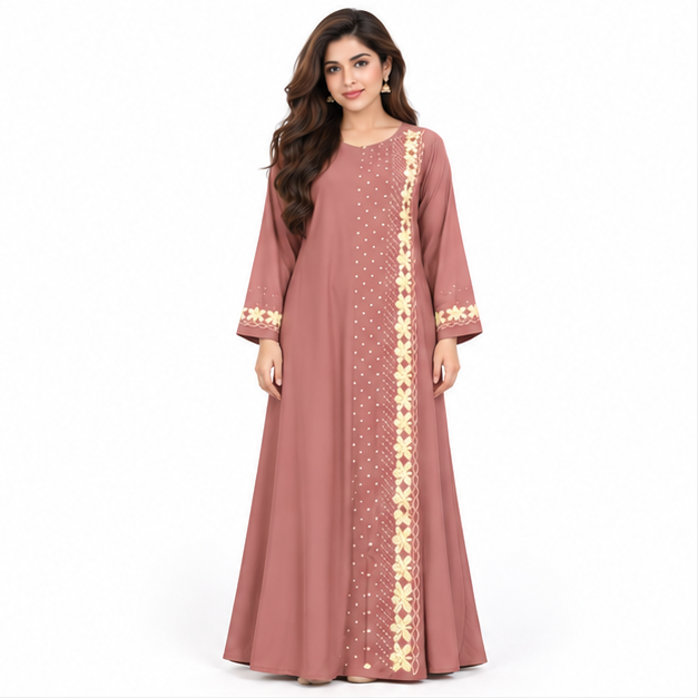 Elegant Pakistani Embroidered Floral Maxi Kaftan-1