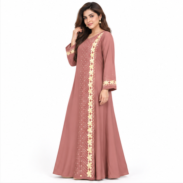 Elegant Pakistani Embroidered Floral Maxi Kaftan-3