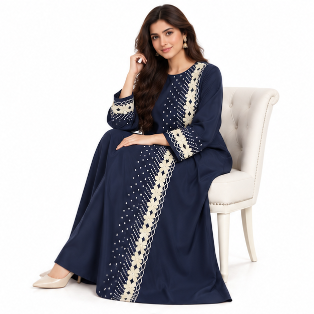 Elegant Pakistani Kaftan With Floral Embroidery-3