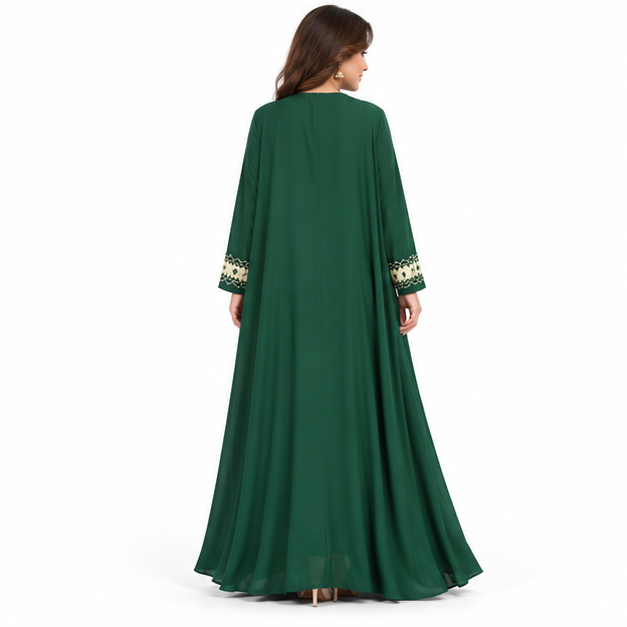 Elegant Emerald Green Pakistani Embroidered Kaftan-4