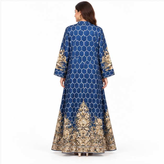 Elegant Pakistani Royal Blue Embroidered Kaftan-4
