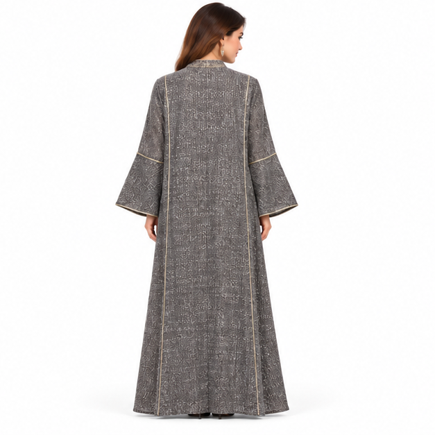 Elegant Black Floral Sequin Pakistani Kaftan-4