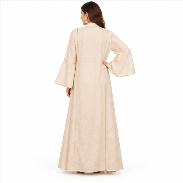Elegant Pakistani Apricot Sequin Embroidered Kaftan-4