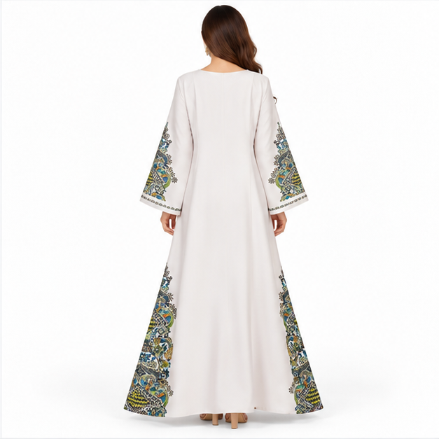 Elegant Pakistani Grey Embroidered Maxi Kaftan-4