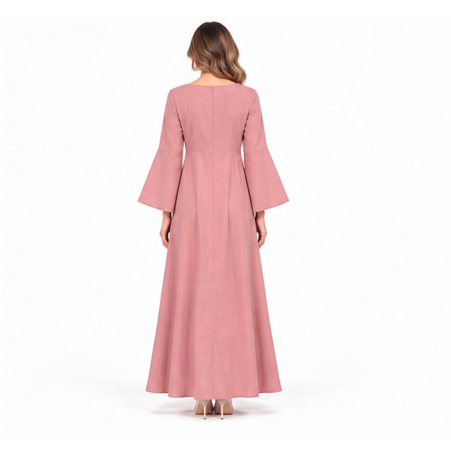 Elegant Dusty Pink Cotton Kaftan Dress-4
