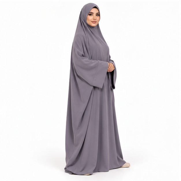 Elegant Grey Lavender Full Coverage Jilbab
