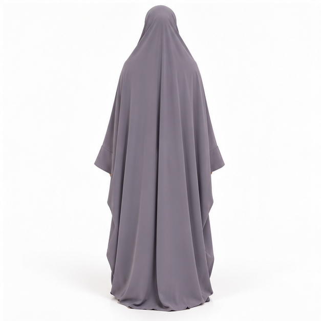 Elegant Grey Lavender Full Coverage Jilbab-4
