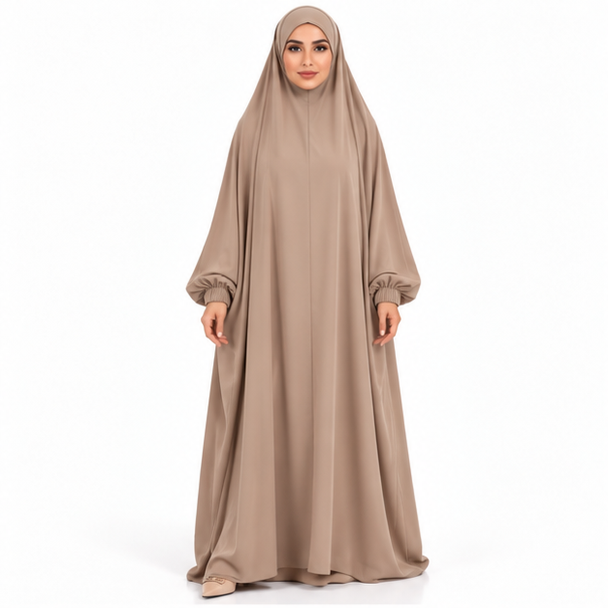 Elegant Taupe Beige Full Coverage Jilbab-1