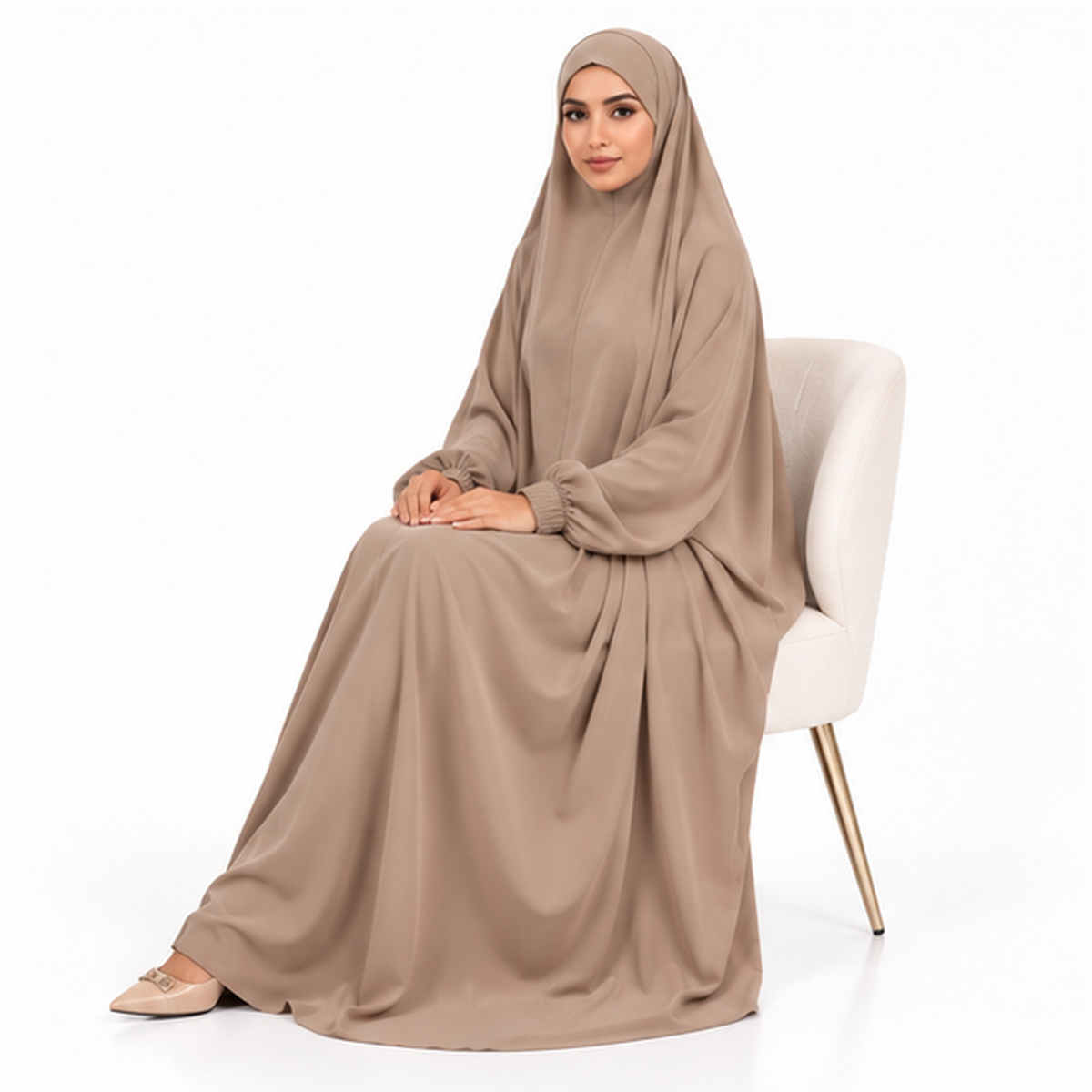 Elegant Taupe Beige Full Coverage Jilbab