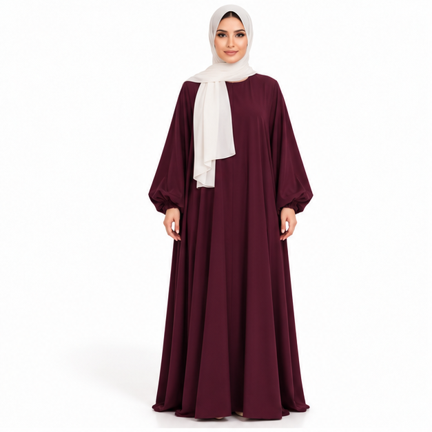 Elegant Purple Jilbab With Flowing Sleeves-1