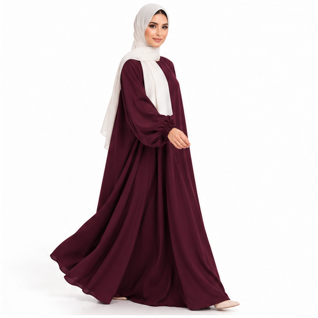 Elegant Purple Jilbab With Flowing Sleeves-3
