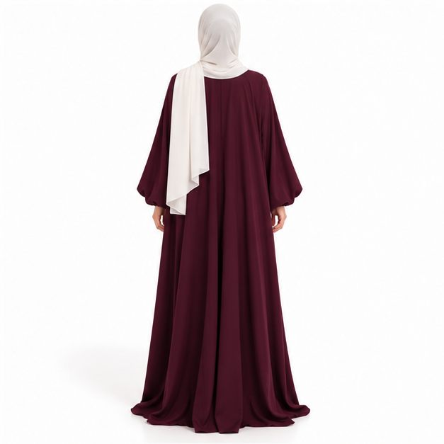 Elegant Purple Jilbab With Flowing Sleeves-4