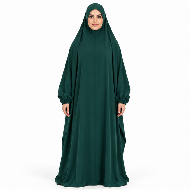 Elegant Emerald Green Full Coverage Jilbab-1