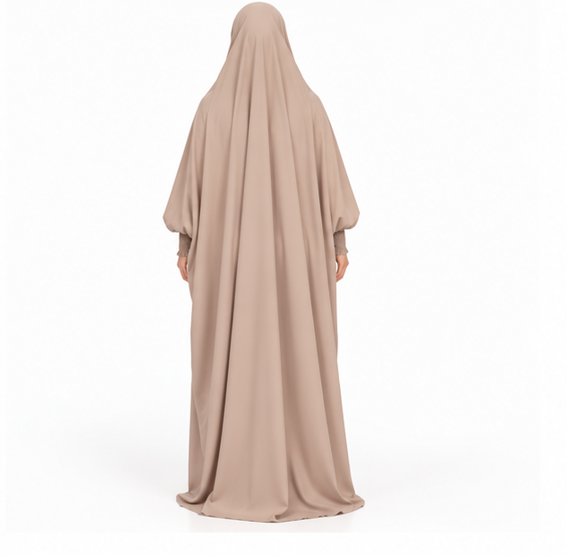 Elegant Khaki Jilbab With Flowing Design-4