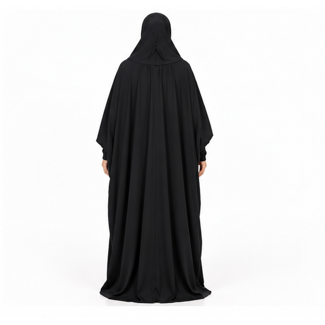 Elegant Black Jilbab With Flowing Design-4