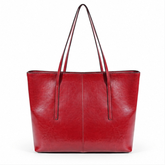 Classic Red Leather Everyday Shopper Tote-4