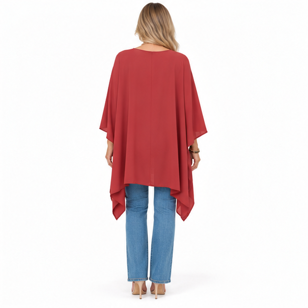 Elegant Rust Red Flowy Kaftan Top-4