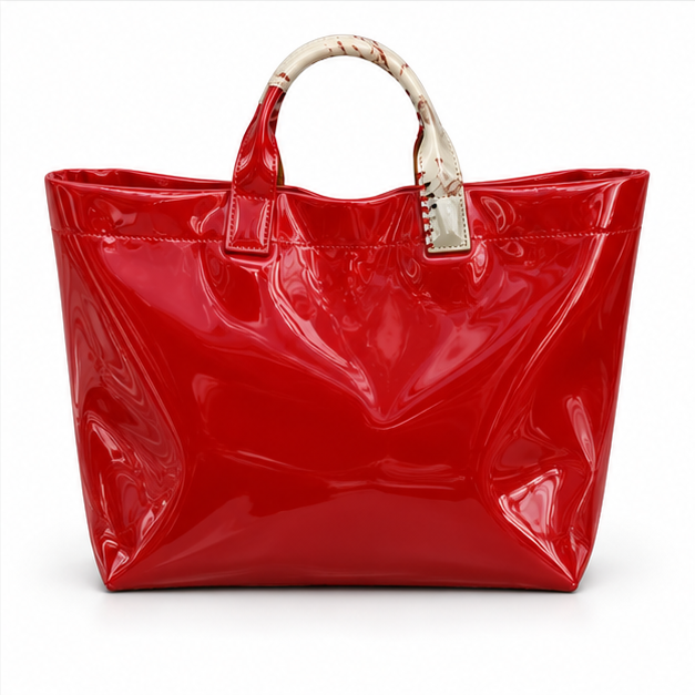 Glossy Baseball Graphic Red Tote Bag-2