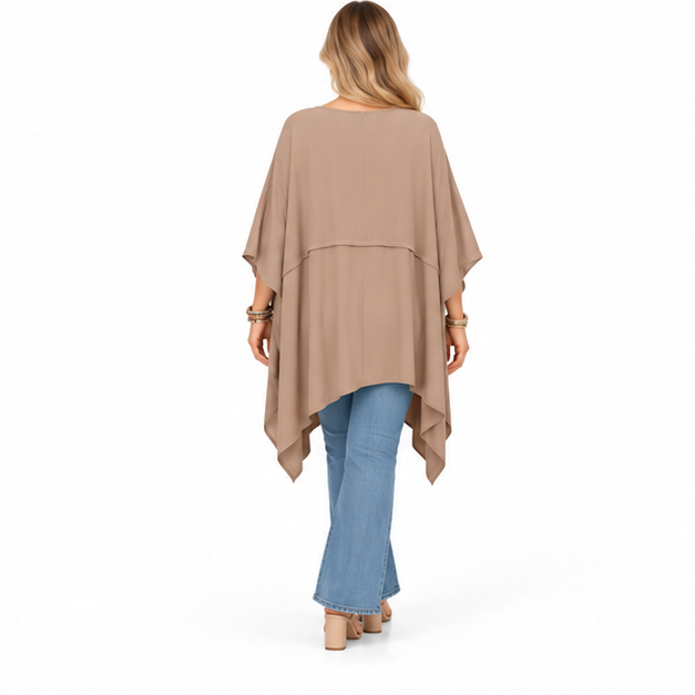Elegant Taupe Beige Flowy Kaftan Top-4