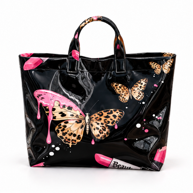 Glossy Butterfly Beauty Print Shopper Tote-4
