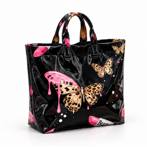 Glossy Butterfly Beauty Print Shopper Tote-1