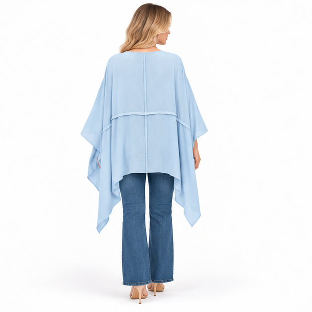 Elegant Sky Blue Flowy Kaftan Top-4