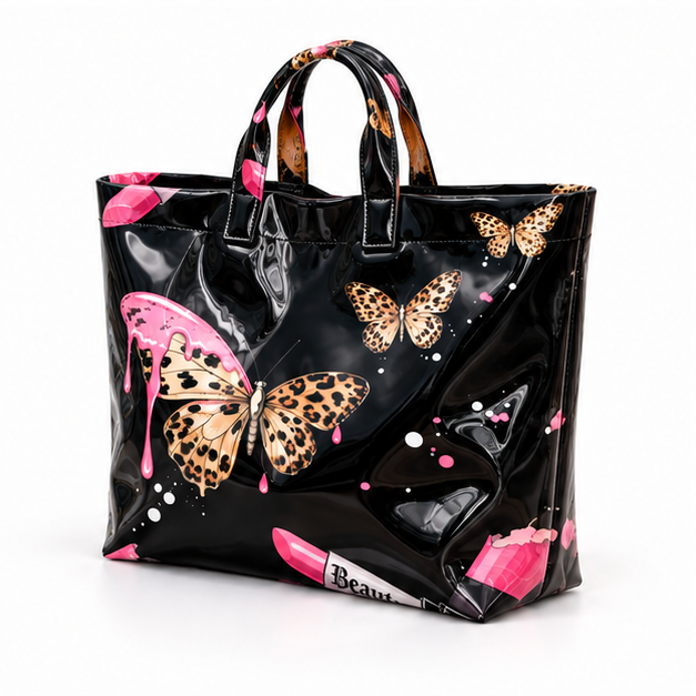 Glossy Butterfly Beauty Print Shopper Tote-3