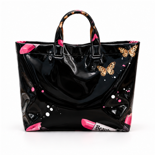 Glossy Butterfly Beauty Print Shopper Tote-2