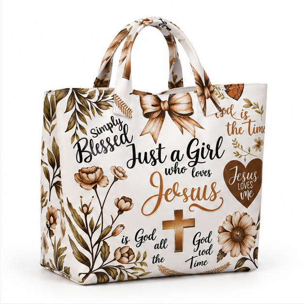 Blessed Faith Floral Christian Tote Bag-1