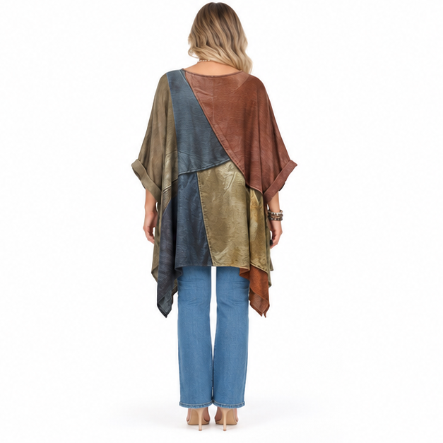 Artistic Multicolor Cat Print Kaftan Top-4