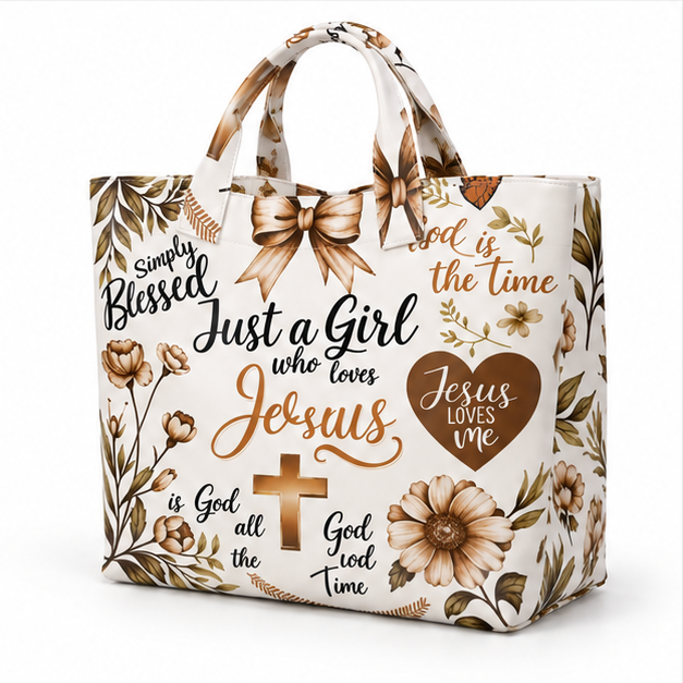 Blessed Faith Floral Christian Tote Bag-3