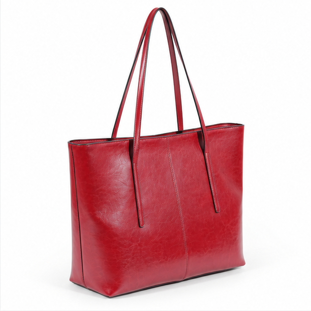 Classic Red Leather Everyday Shopper Tote-1