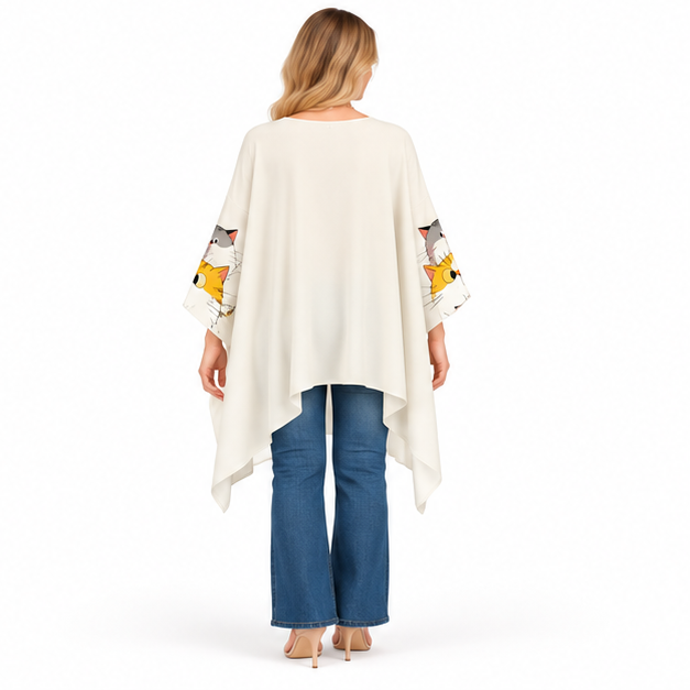 Cute Cat Print Flowy Kaftan Top-4
