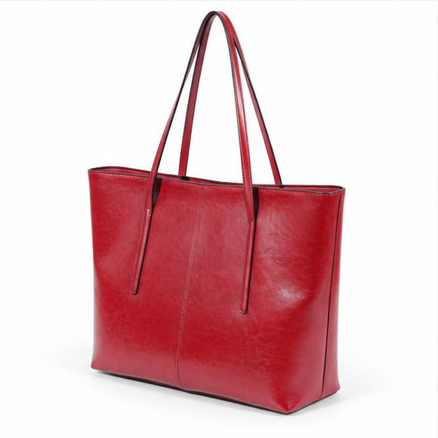 Classic Red Leather Everyday Shopper Tote-3