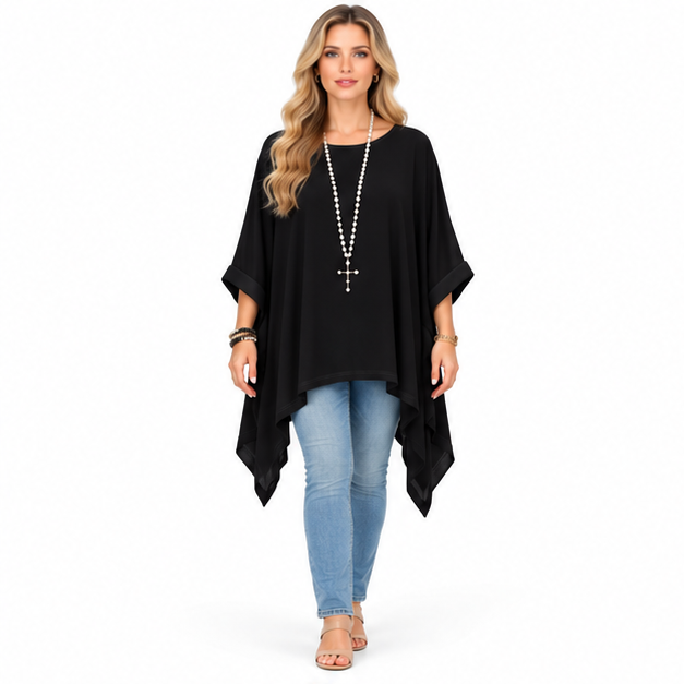 Elegant Black Loose Fit Kaftan Top-1