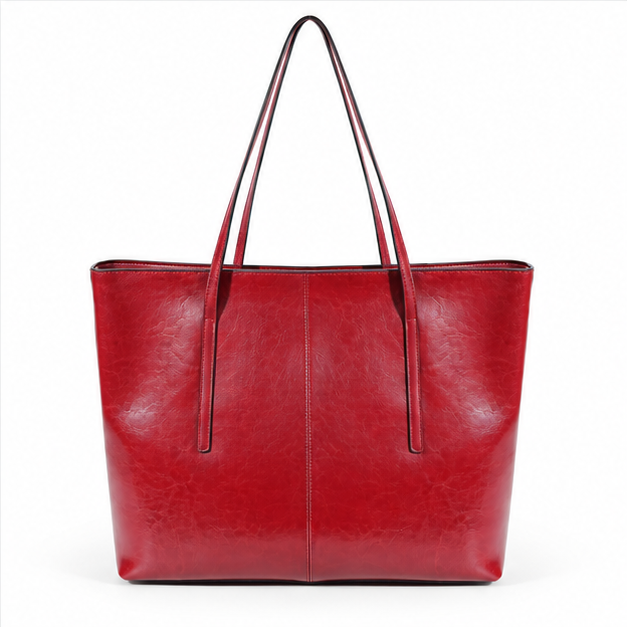 Classic Red Leather Everyday Shopper Tote-2