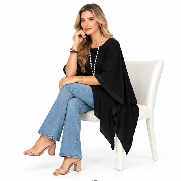 Elegant Black Loose Fit Kaftan Top-3